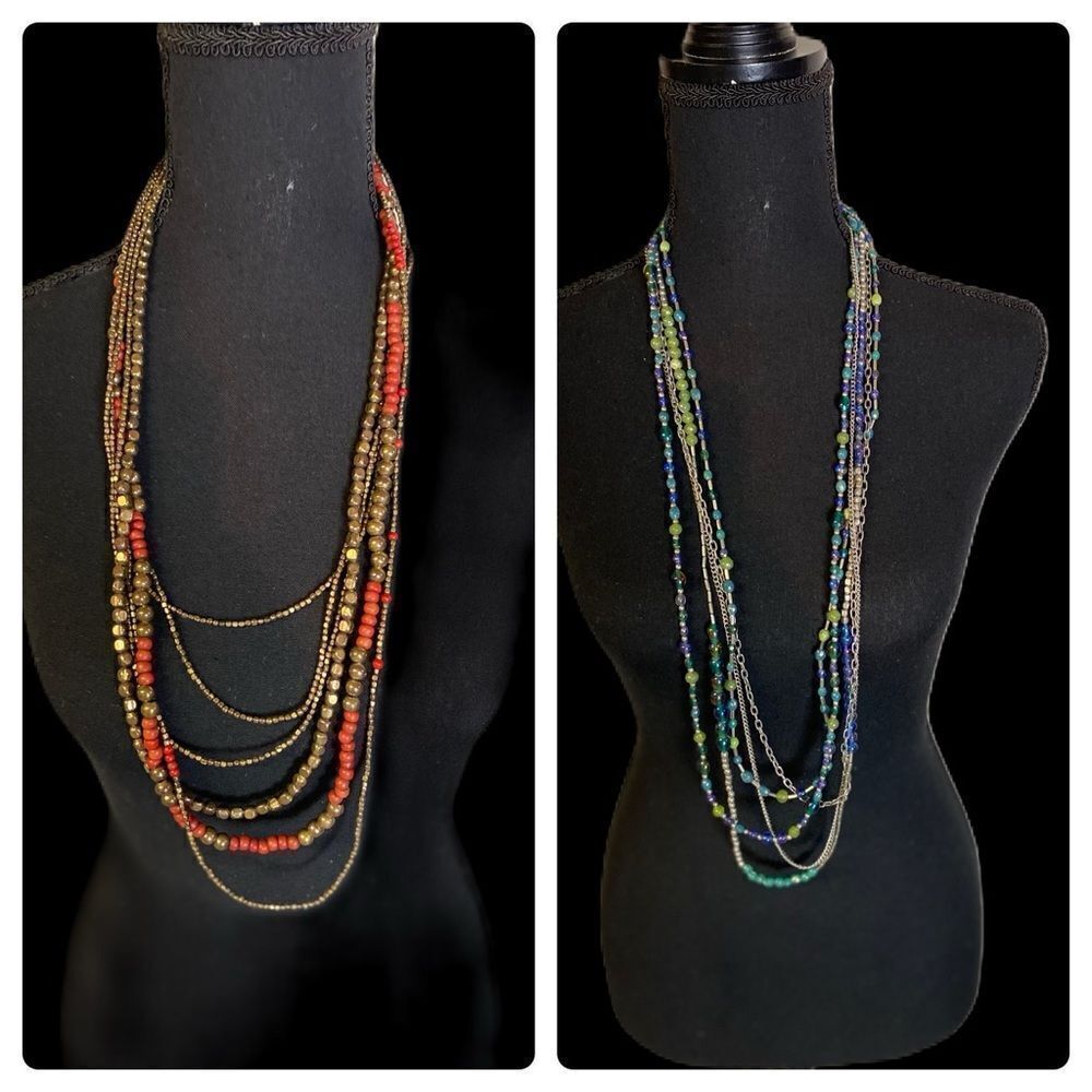 #401 VINTAGE ANTHROPOLOGIE Long Multi Bead Necklaces